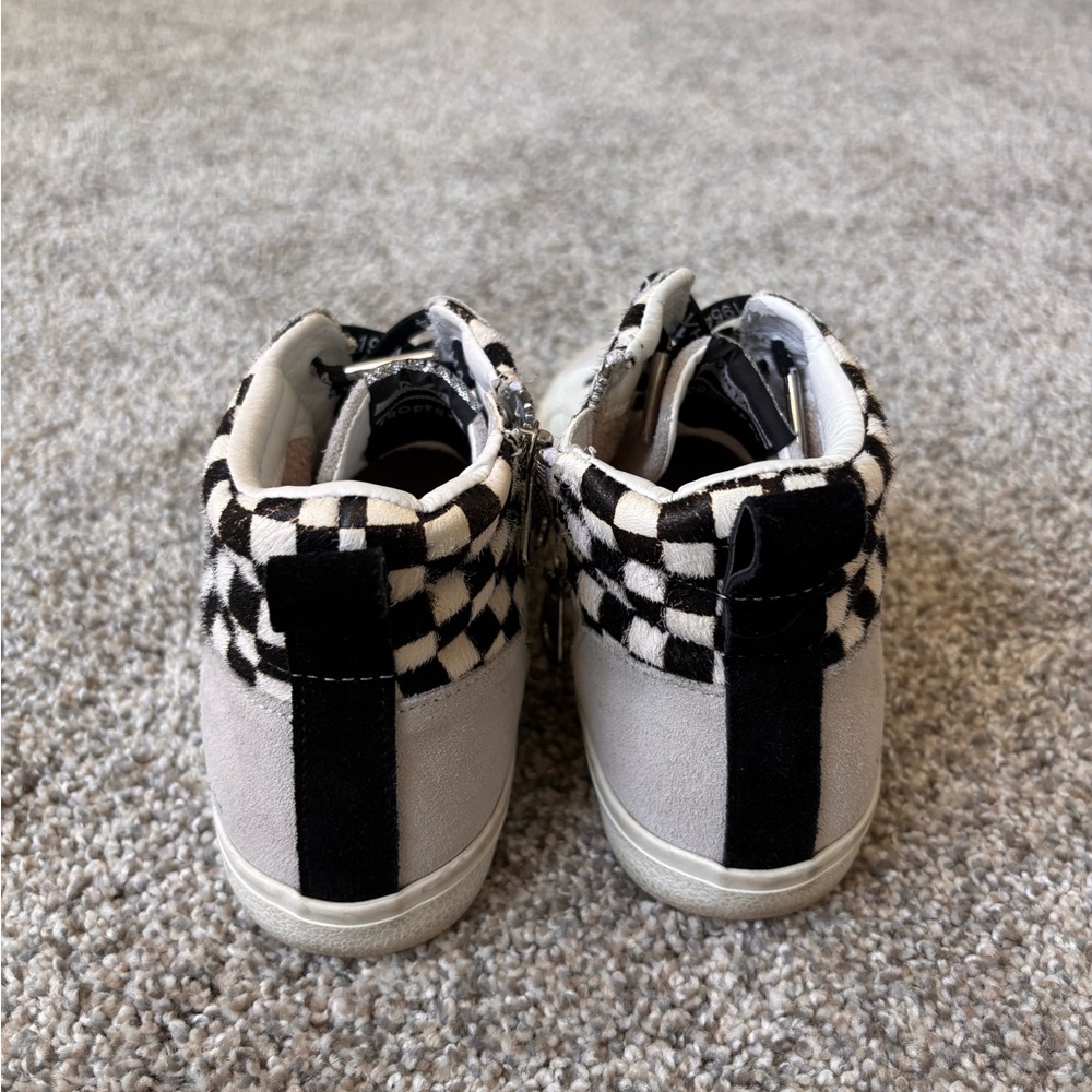 Kids Black and White Checkered Sneakers